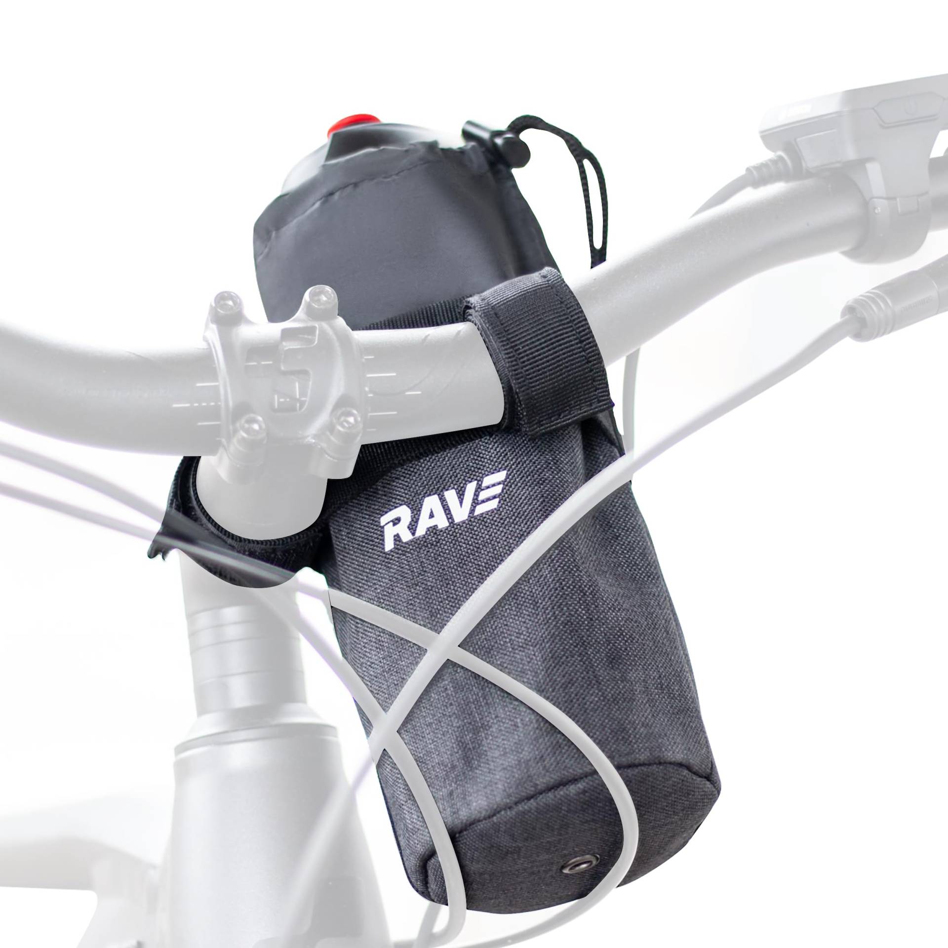 RAVE Lenker Iso-Flaschentasche Getränkehalter für Fahrrad & E-Bike | Fahrradzubehör Flaschenhalter mit Isolierung | Passend für Standard-Fahrradflaschen von 0,5 bis 0,75 Liter | Werkzeuglose Montage von RAVE