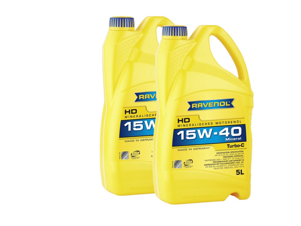 10 (2x5) Liter RAVENOL Turbo-C HD-C SAE 15W-40 Motoröl Made in Germany von RAVENOL