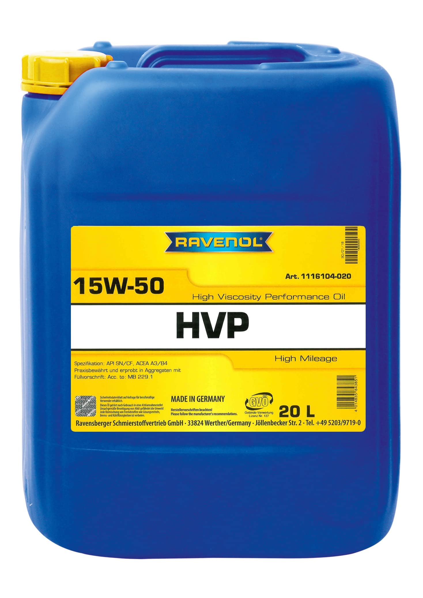 RAVENOL HVP High Viscosity Perform Oil SAE 15W-50 von RAVENOL