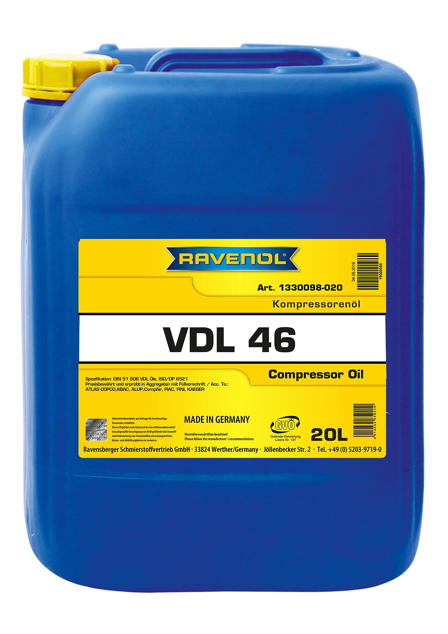 RAVENOL Kompressorenoel VDL 46 von RAVENOL