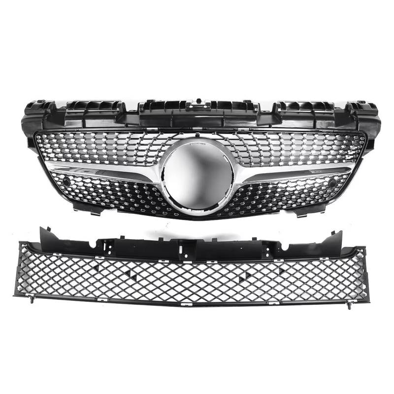 RAVTAKL Front Grill Kompatibel Mit Benz Für R172 SLK-Klasse SLK200 SLK250 SLK350 2012 2013 2014 2015 2016 Auto-Frontobergrill Unterstoßstangenhaube Mesh-Grill(Silver) von RAVTAKL