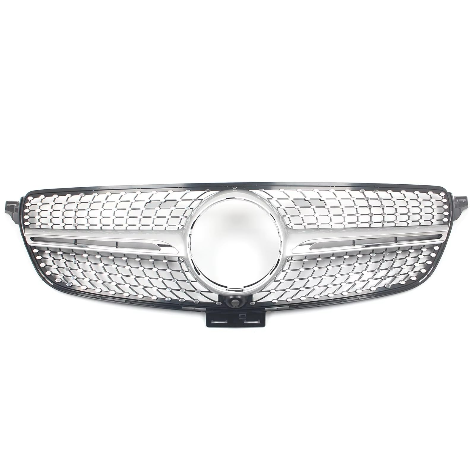 RAVTAKL Front Grill Kompatibel Mit Benz Für W166 ML-Klasse 2016 2017 2018 2019, Auto-Frontstoßstangengrill, Diamant-Stil-Grill Mit Kameraloch, Haube, Kühlergrill(Silver) von RAVTAKL