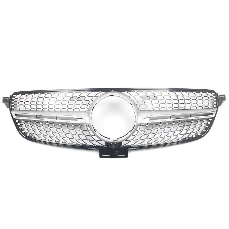 RAVTAKL Front Grill Kompatibel Mit Benz Für W166 ML-Klasse 2016 2017 2018 2019, Auto-Frontstoßstangengrill, Diamant-Stil-Grill Mit Kameraloch, Haube, Kühlergrill(Silver) von RAVTAKL