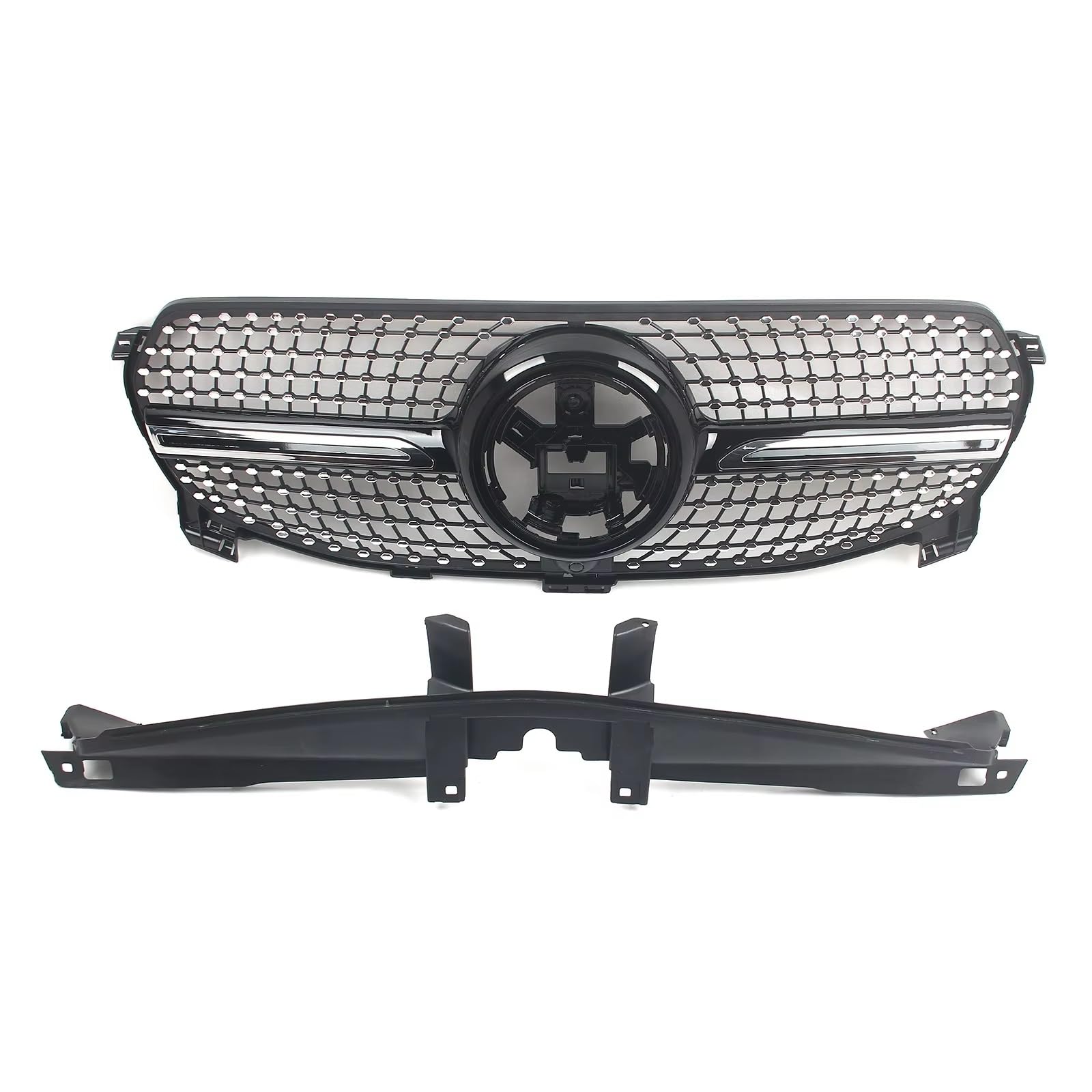 RAVTAKL Front Grill Kompatibel Mit Benz Für W167 GLE-Klasse 2020 2021 2022 2023, Auto-Frontstoßstangengrill, Diamant-Stil-Grill Mit Kameraloch, Kühlergrill(Black) von RAVTAKL