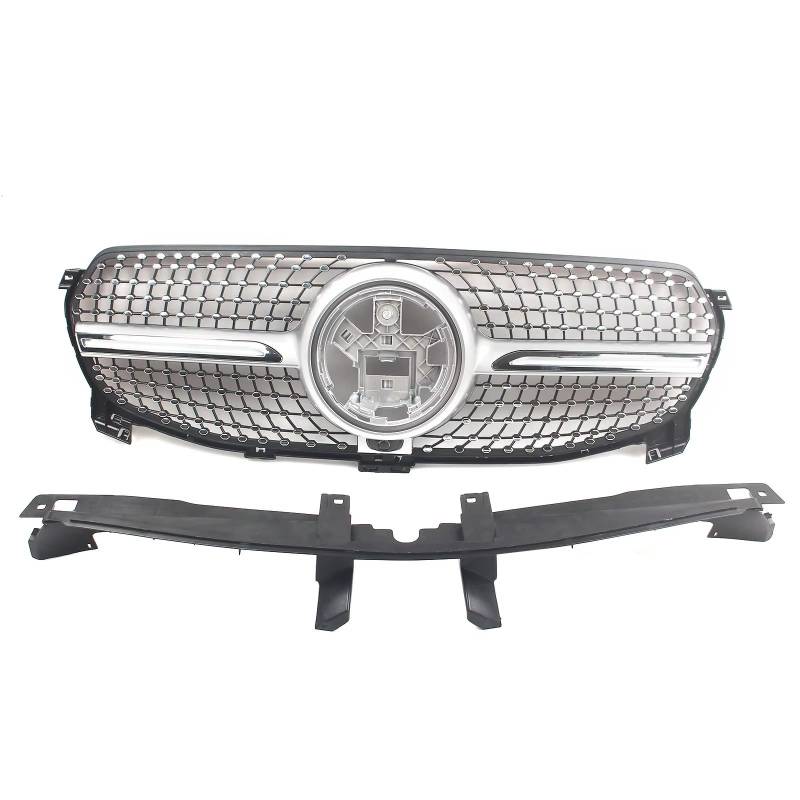 RAVTAKL Front Grill Kompatibel Mit Benz Für W167 GLE-Klasse 2020 2021 2022 2023, Auto-Frontstoßstangengrill, Diamant-Stil-Grill Mit Kameraloch, Kühlergrill(Silver) von RAVTAKL