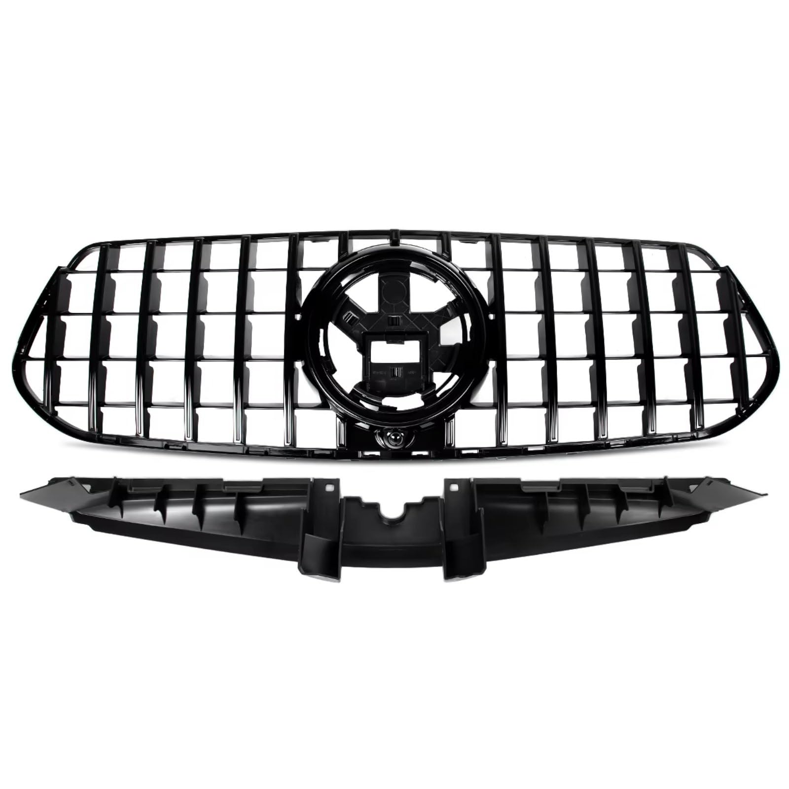 RAVTAKL Front Grill Kompatibel Mit Benz Für W167 GLE350 GLE450 GLE580 GLE53 Für AMG 2024 Auto-Frontgrill, Glänzend Schwarz, Vordere Obere Stoßstange, Kühlergrill von RAVTAKL