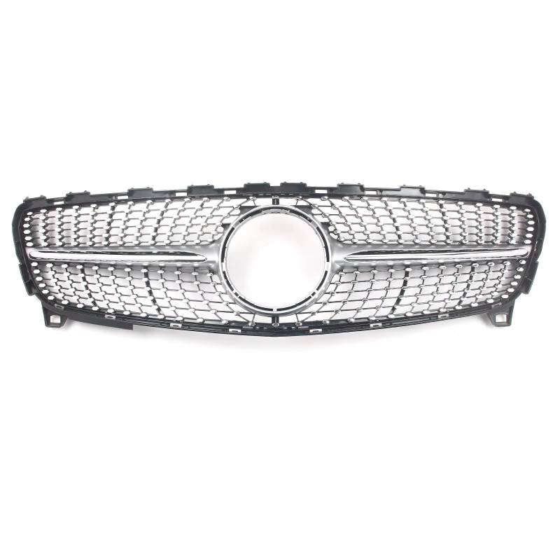 RAVTAKL Front Grill Kompatibel Mit Benz Für W176 A-Klasse 2016 2017 2018, Auto-Frontstoßstangengrill, Diamant-Stil, Grill, Kühlergrill, Autozubehör, Renngrill(Silver) von RAVTAKL