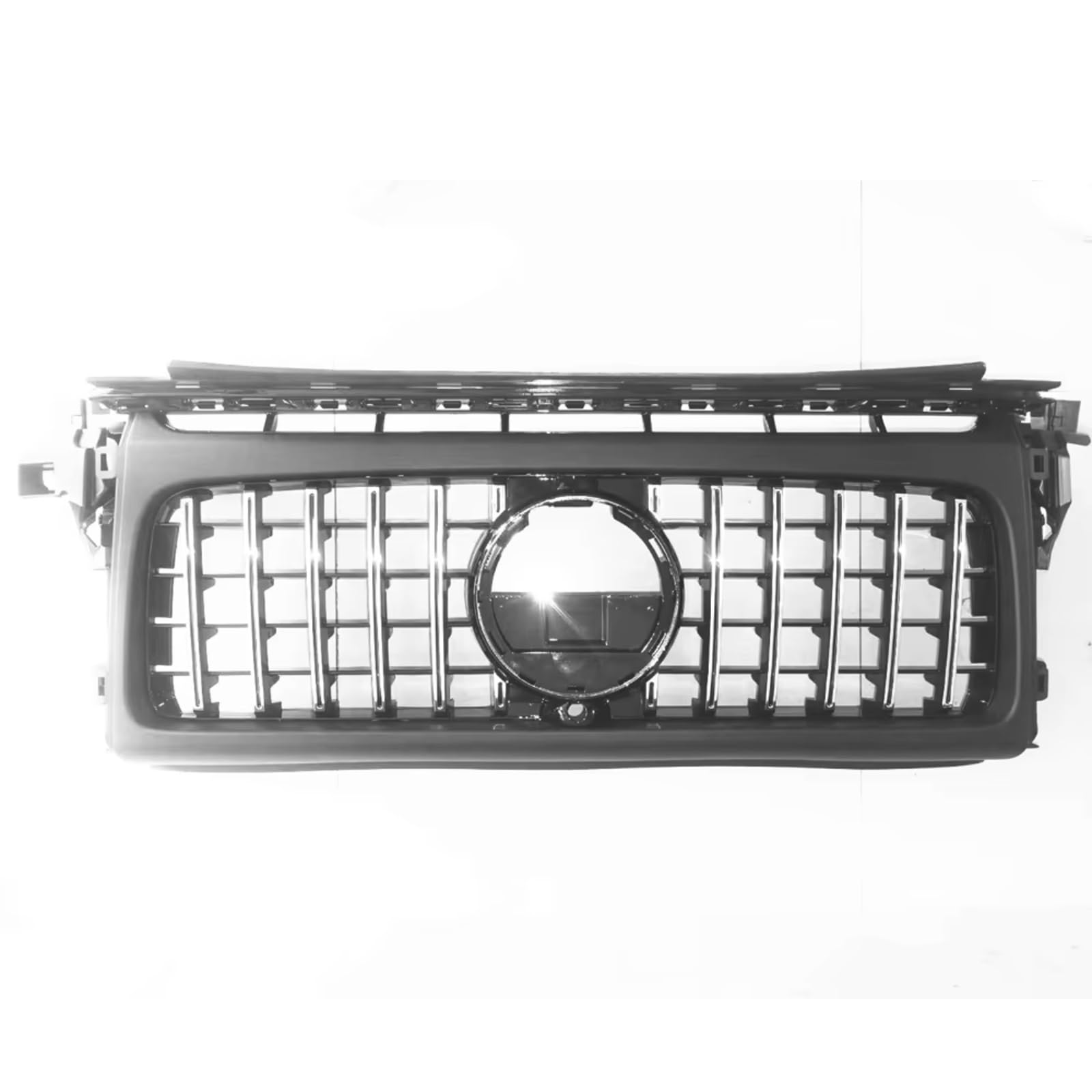 RAVTAKL Front Grill Kompatibel Mit Benz Für W464 G-Klasse G350 G500 G550 G63 Für AMG 2019 2020 2021 2022 2023 Auto-Oberstoßstangenhaube Mesh-Grill Frontgrill(Silver) von RAVTAKL