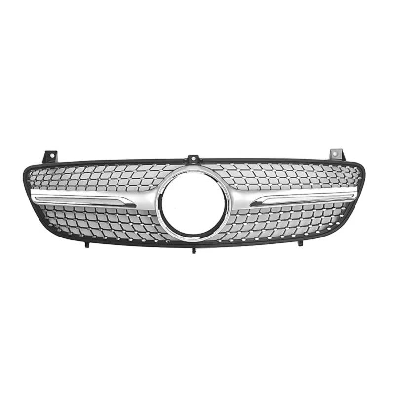 RAVTAKL Front Grill Kompatibel Mit Benz Für W639 Für Viano Für Vito 2006 2007 2008 2009 2010, Auto-Frontoberstoßstange, Renngrill, Diamantgrill, Autozubehör(Silver) von RAVTAKL