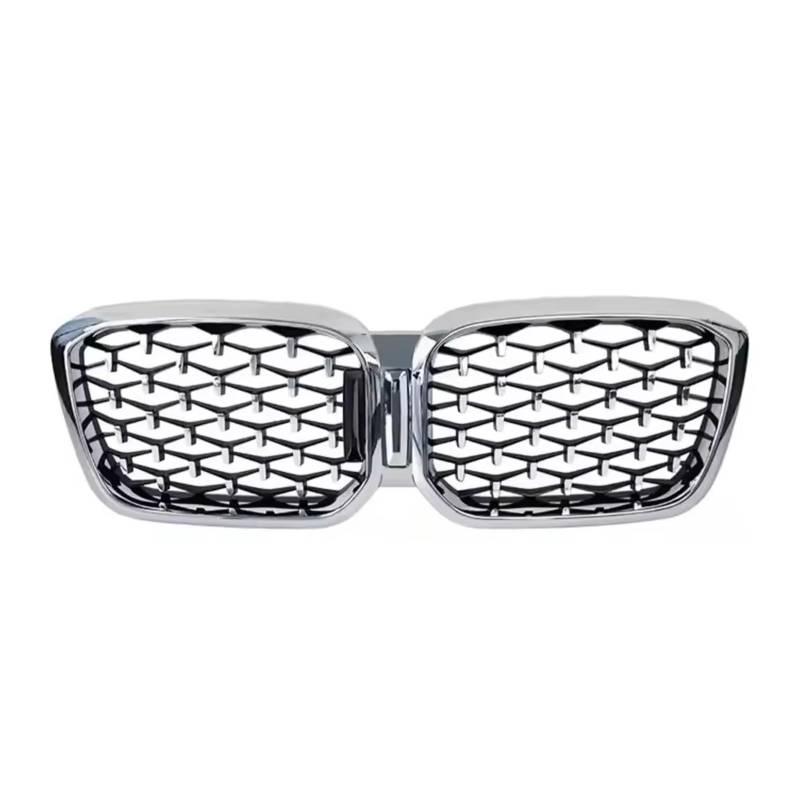 RAVTAKL Front Grill Kompatibel Mit Für X3 G01 X4 G02 2022 2023 2024. Auto-Frontstoßstangengrills, Einzeilige Doppellamellen-Grills, Frontstoßstangen-Renngrills(Diamond-Silver) von RAVTAKL