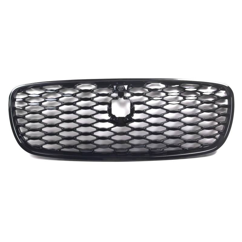 RAVTAKL Front Grill Kompatibel Mit Jaguar Für XF 2021 2022 Auto Frontstoßstange Oberer Kühlergrill Racing Mesh Grill Glanz Schwarz Haube Kühlergrill Autozubehör von RAVTAKL