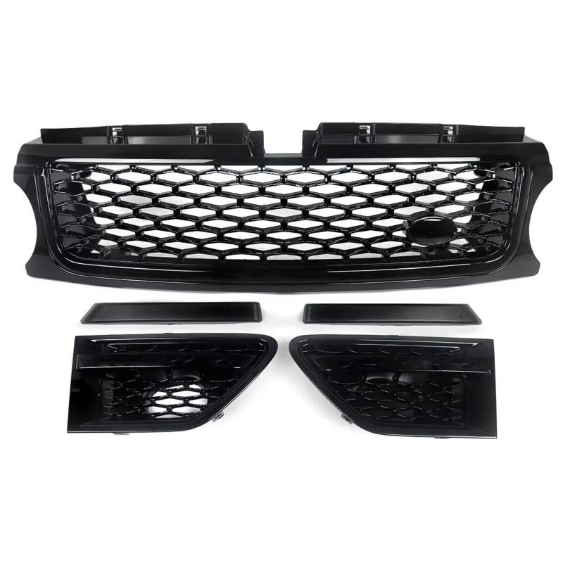 RAVTAKL Front Grill Kompatibel Mit Land Für Rover Für Range Für Rover Sport 2010 2011 2012 2013 Auto Glänzend Schwarzer Kühlergrill Air Side Vents Grille Frontstoßstangengrill von RAVTAKL