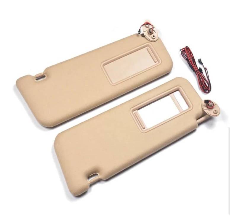 Auto Sonnenblende Für Land Cruiser 200 2008-2021 Modifizierte Sonnenblende Windschutzscheibe Wichtigsten Co-Pilot Kosmetik Spiegel Licht Zubehör(Beige) von RBHAI