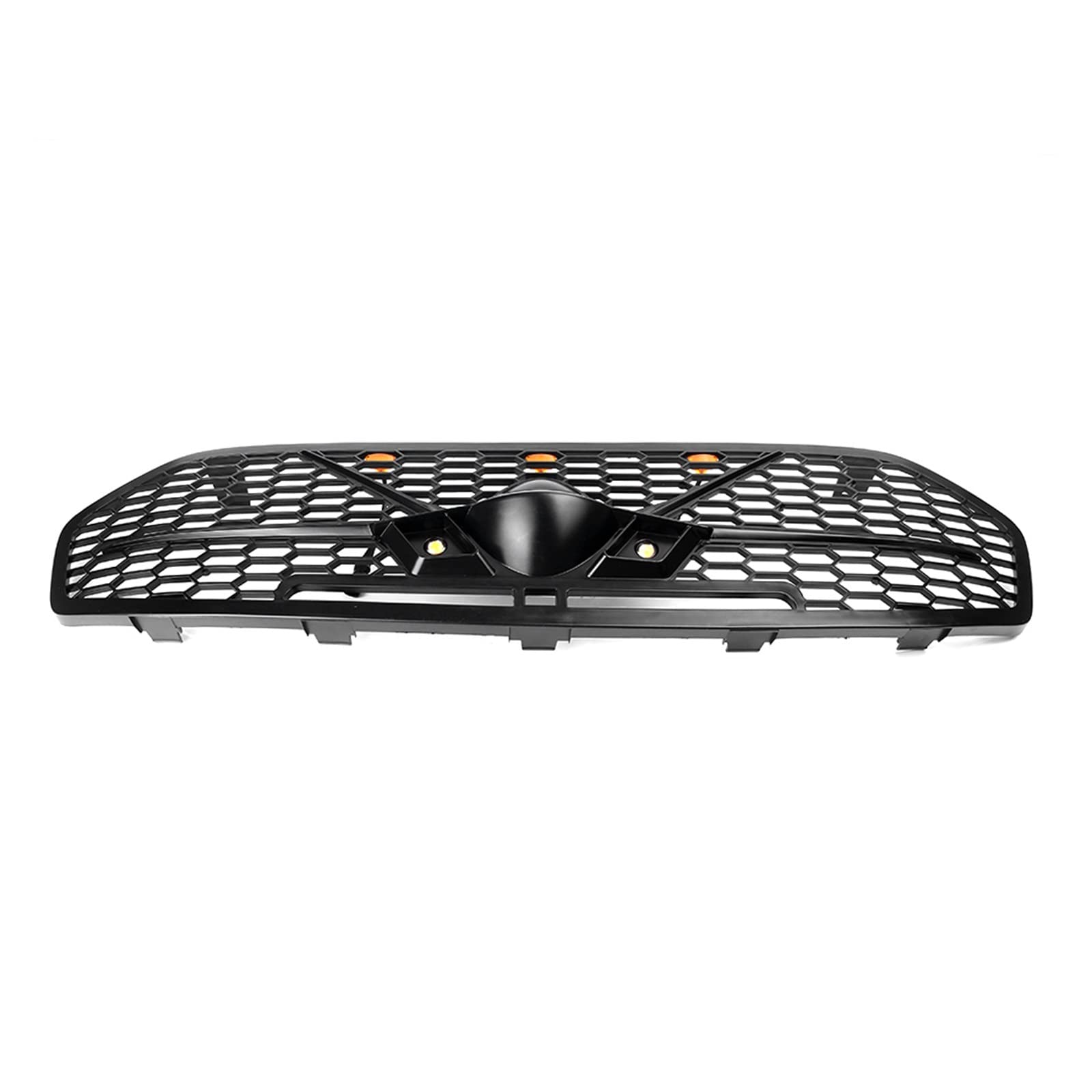 Frontgrill Zierleisten Streifen Auto-Frontgrill, Oberer Grill Mit Bernsteinfarbenem Licht Für Everest 2015 2016 2017, Schwarzes Auto-ABS-Zubehör von RBHAI