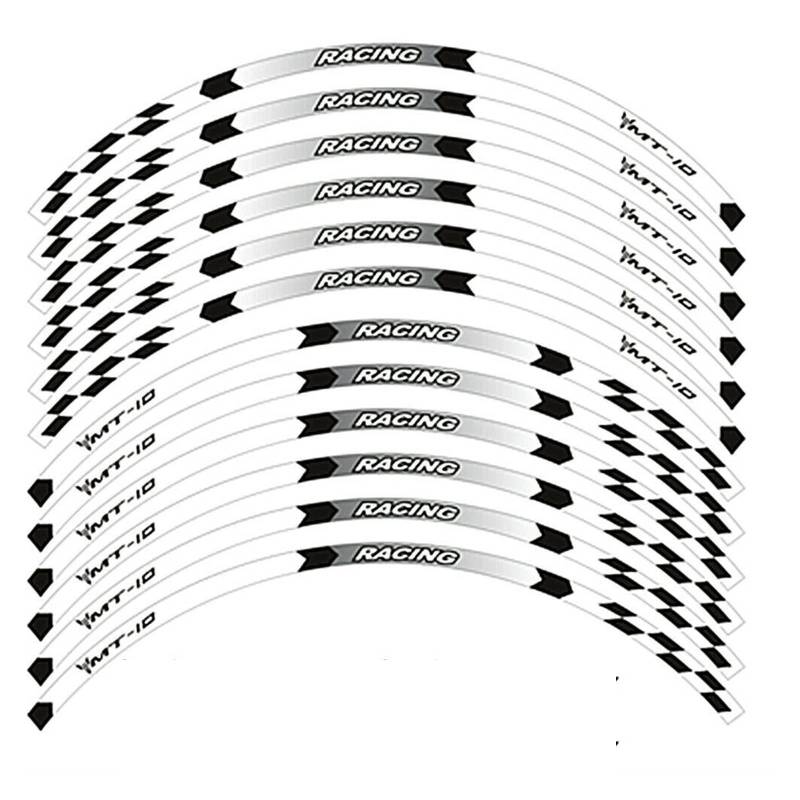 Motorrad-Radaufkleber 17 "Motorradzubehör Radaufkleber Für MT03 MT07 MT09 MT10 320 660 700 Tracer 2006-2021(Weiß,MT-10) von RBHAI