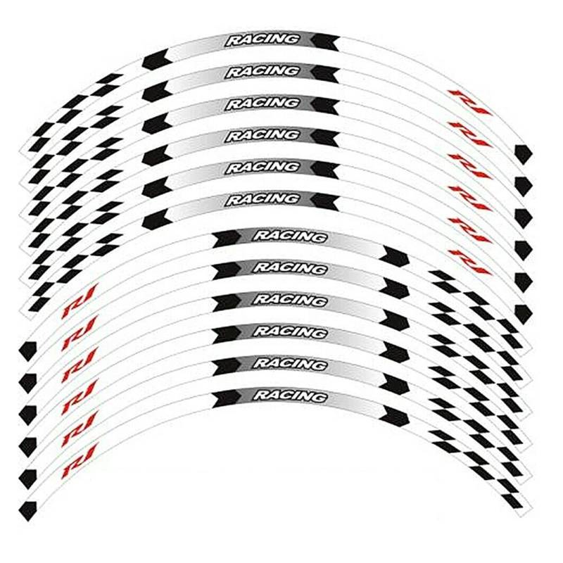 Motorrad-Radaufkleber 17 "Motorradzubehör Radaufkleber Für YZF R6 R1 R3 R25 1998-2022(Weiß,R1) von RBHAI