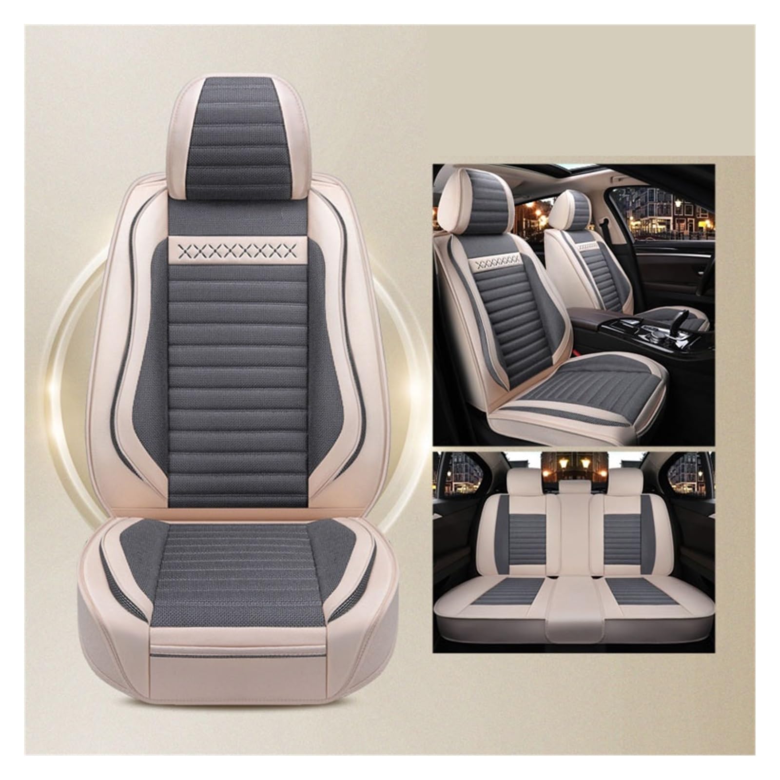 RBHAI Sitzbezug Werkstatt Auto Universelle Flachs-Autositzbezüge, Autozubehör, Auto-Styling, Auto-Kissenschutz(Grey,Standard) von RBHAI