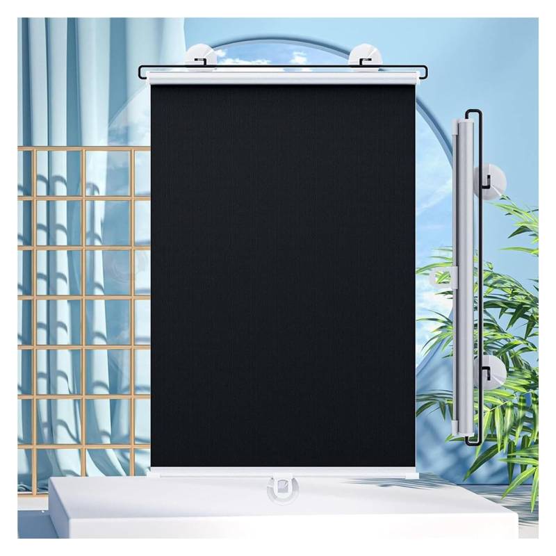 Multifunktionales Sonnenrollo, Ohne Bohren, Saugnapfrollo Fensterrollo Sonnenschutz Verdunkelung, Rollo Sichtschutz und Sonnenschutz for Bedarf Küche Büro Auto(50W x 120H cm) von RBSN