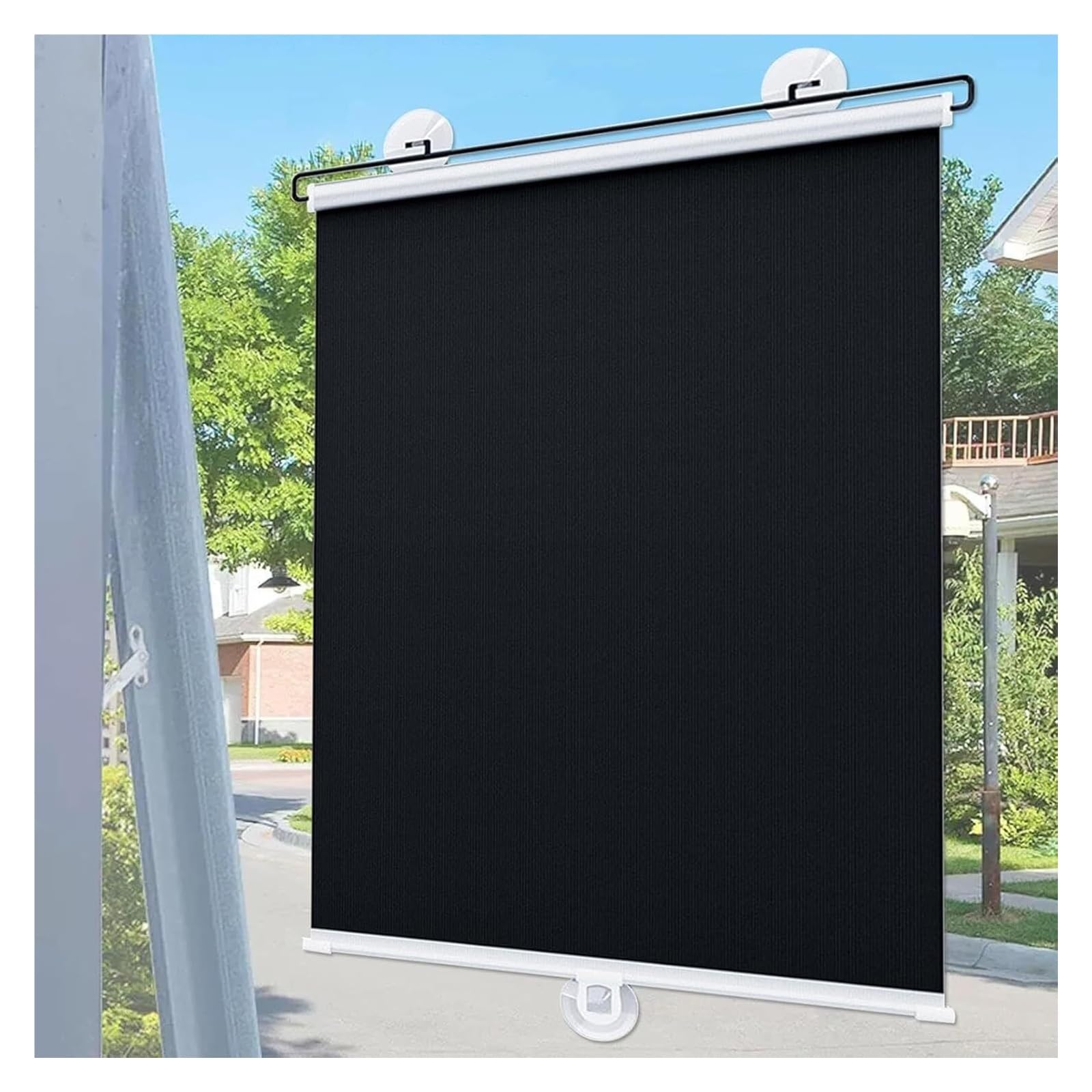 Multifunktionales Sonnenschutzrollo, schwarzes Thermo-Fensterrollo, einziehbare Rollos mit Saugnapf, tragbare Vorhänge, temporäre Sichtschutzrollos for Fenster/Auto, kein Bohren erforderlich(45W x 125 von RBSN