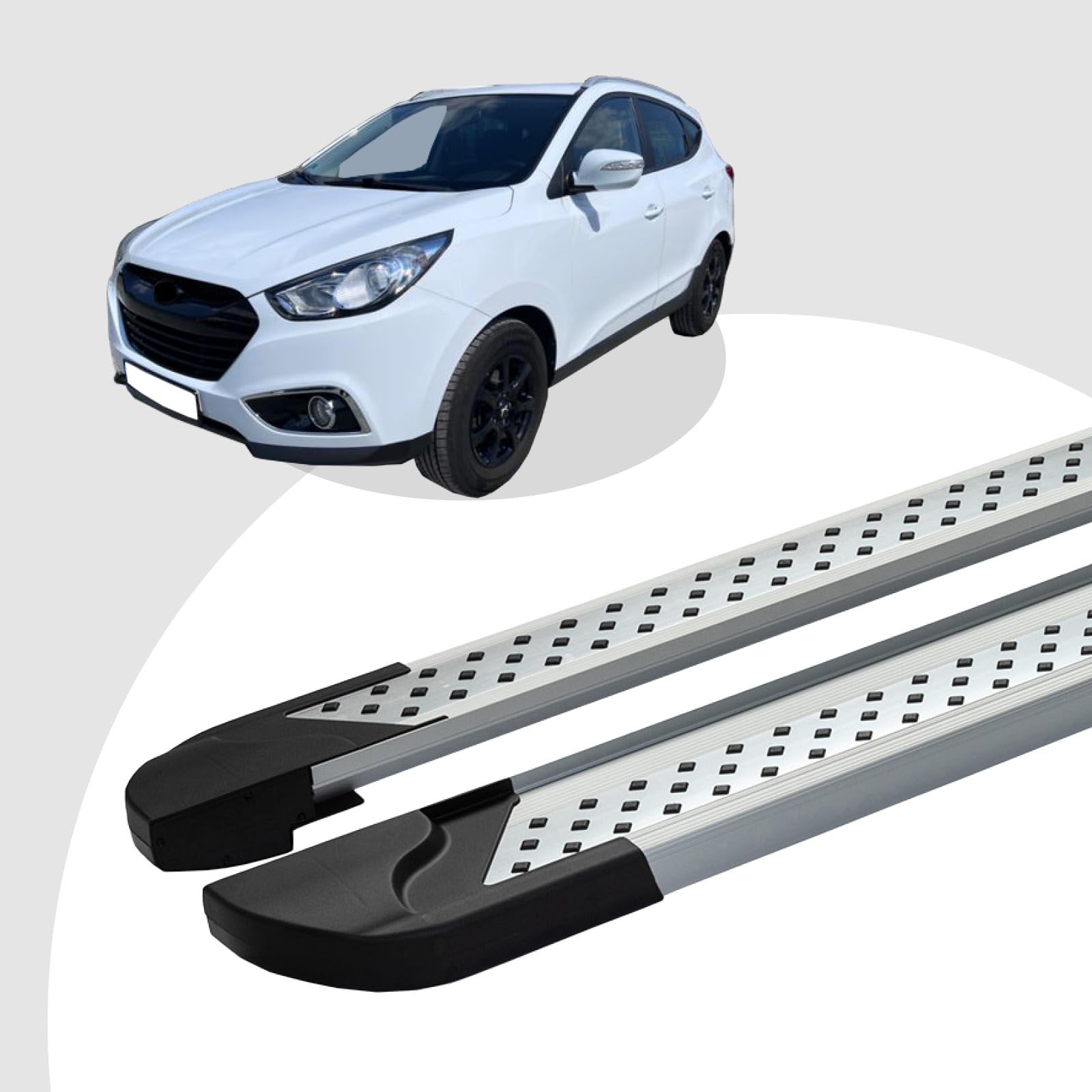 Auto Trittbretter Schweller Schrittstangenschutz Türschweller Schutz Einstiegsleisten Seitenstufen Kompatibel/Ersatz für Hyundai iX35 ab Baujahr 08/2009-07/2015 VISO Silber mit ABE und ABE von RC Royal Class