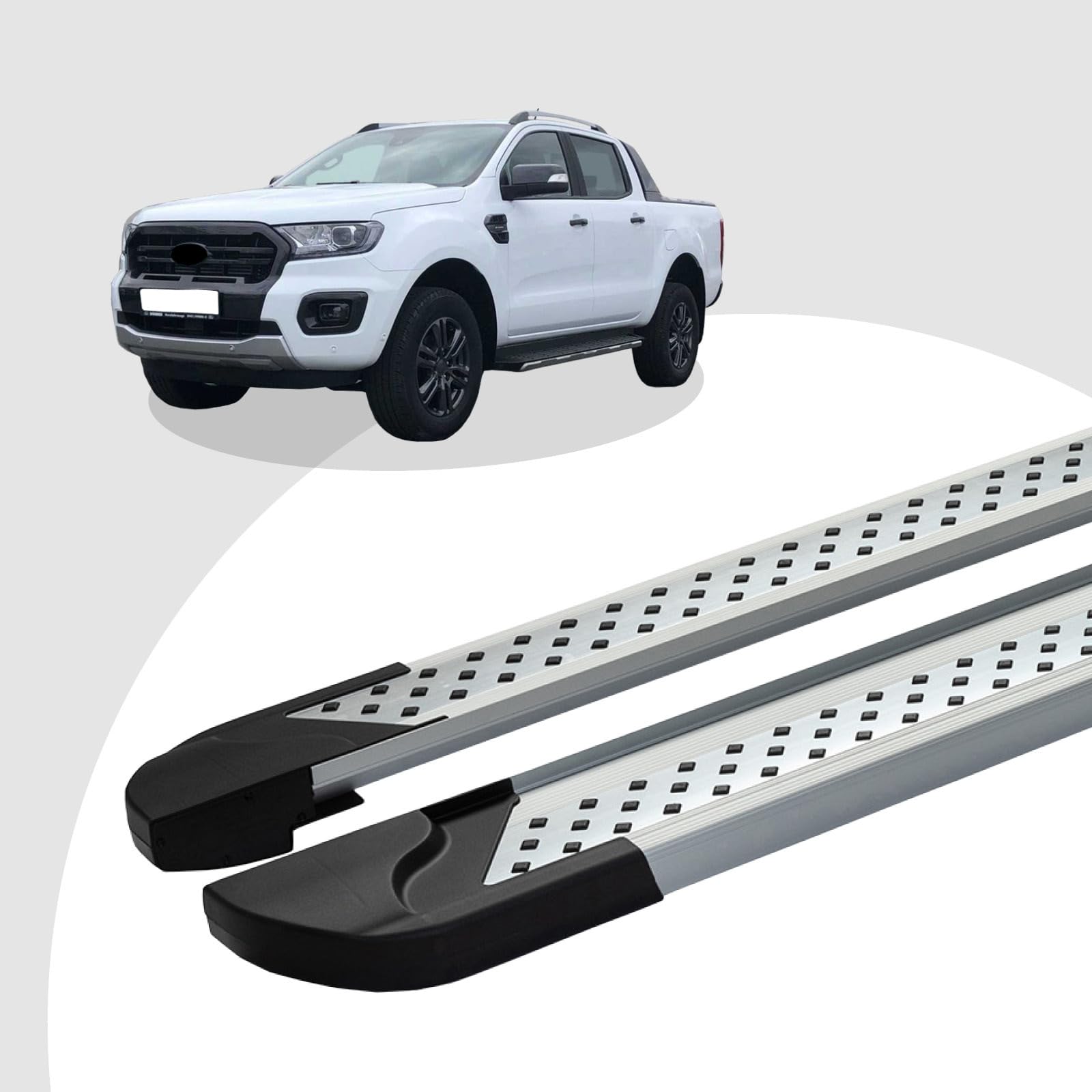 Trittbretter passend für Ford Ranger ab 2015 (Model: VISO, Farbe: Silber) mit ABE von RC Royal Class