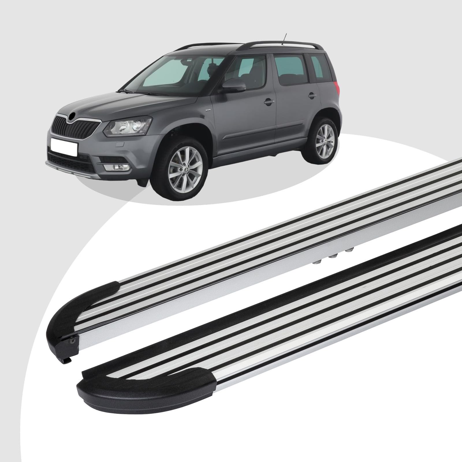 Trittbretter passend für Skoda Yeti ab 05/2009-12/2017 (Model: LINX, Farbe: Silber) mit TÜV/ABE von RC Royal Class