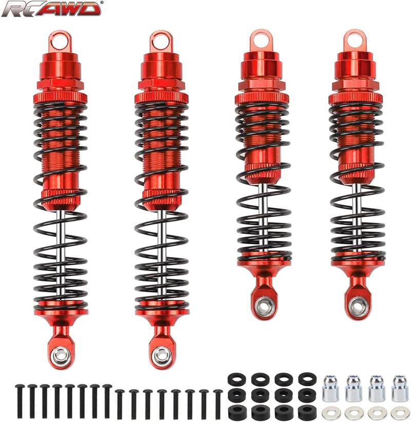 RCAWD Big Bore RC Stoßdämpfer-Set für Slash 2WD, Hoss, Rustler 4X4 VXL, Slash 4X4, Bandit, Ford, Nitro, Stampede Upgrades, 1/10 RC Stoßdämpfer vorne hinten, volle Legierung Teile #5862 Rot von RCAWD