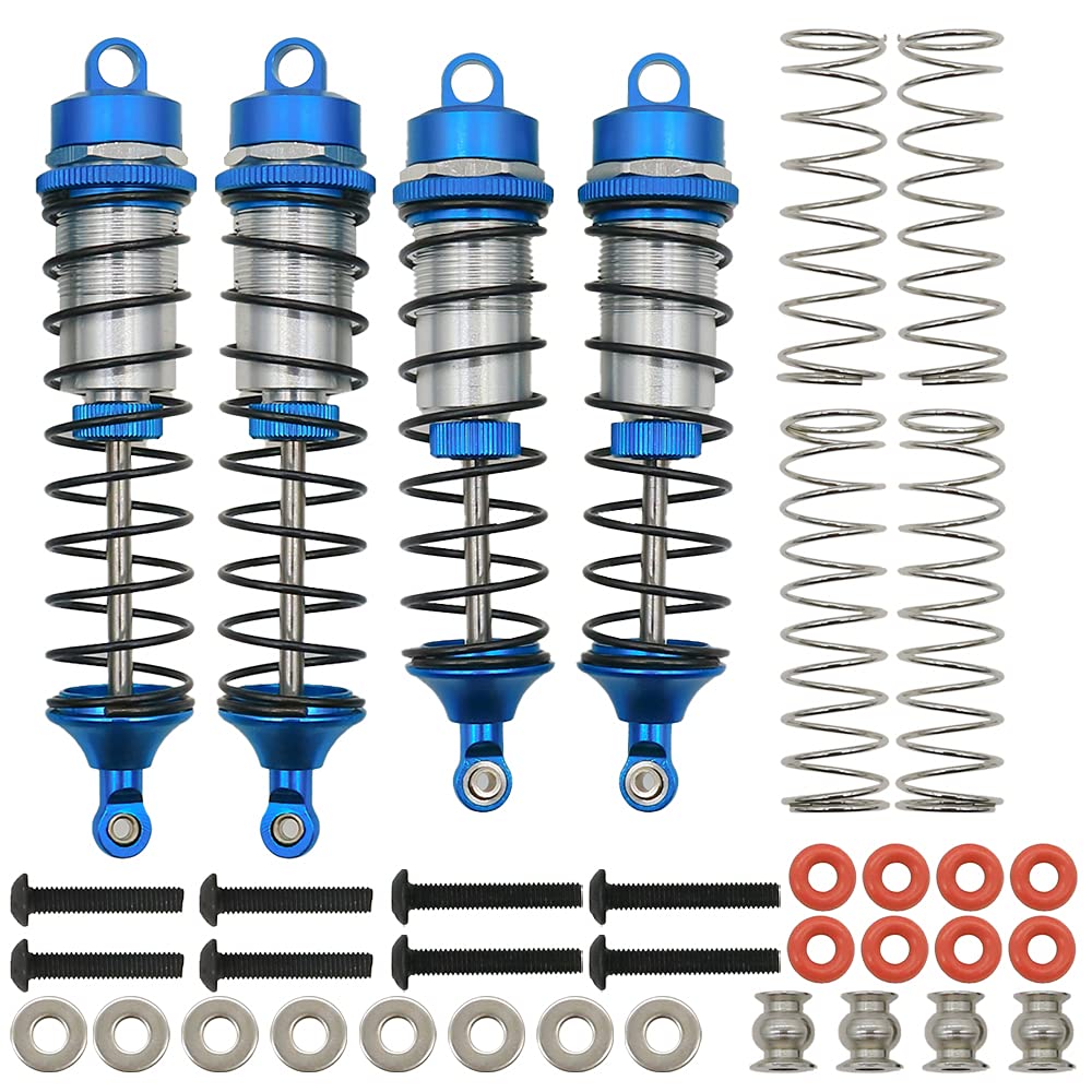 RCAWD RC ARRMA Stoßdämpfer, montierter Vollmetalldämpfer vorne und hinten für Arrma 1/10 Granit BIGROCK SENTON Typhon Ersatz AR330550 AR330551 verbessertes Teil 4 Stück (blau) von RCAWD