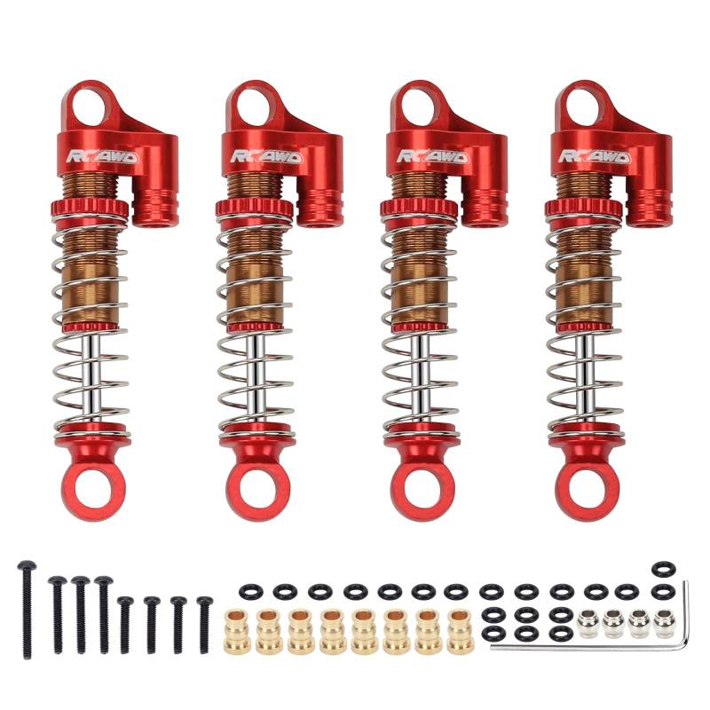 RCAWD RC Auto Stoßdämpfer Für FMS FCX24 1/24 & 1/18 Stoßdämpfer-Upgrades, verstellbare vordere und hintere -Teile für # C3002 (rot) von RCAWD