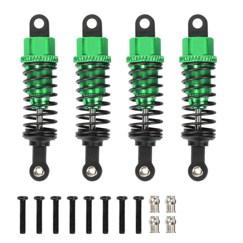 RCAWD Aluminium Rc Stoßdämpfer Dämpfer A580018 65mm bearbeitete Legierung für Hobby Modell Auto 1/18 Wltoys A959 A969 A979 K929 Upgrade Hop-Up Teile 4Pcs(grün) von RCAWD
