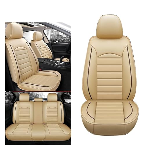 RCLON Auto Sitzbezüge Sets für Skoda Superb III (Typ 3V), Leder Wasserdicht Verschleißfest Allwetter Vorne Hinten Sitzbezug Zubehör,A/Beige von RCLON