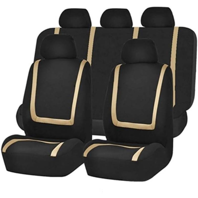 RCLON Auto Sitzbezüge für VW Beetle/Cabrio/ 2012 2013 2014 2015 2016, Vorder Rück Wasserdicht Verschleißfest Sitzschoner vollständiges Set Zubehör,A/Beige von RCLON