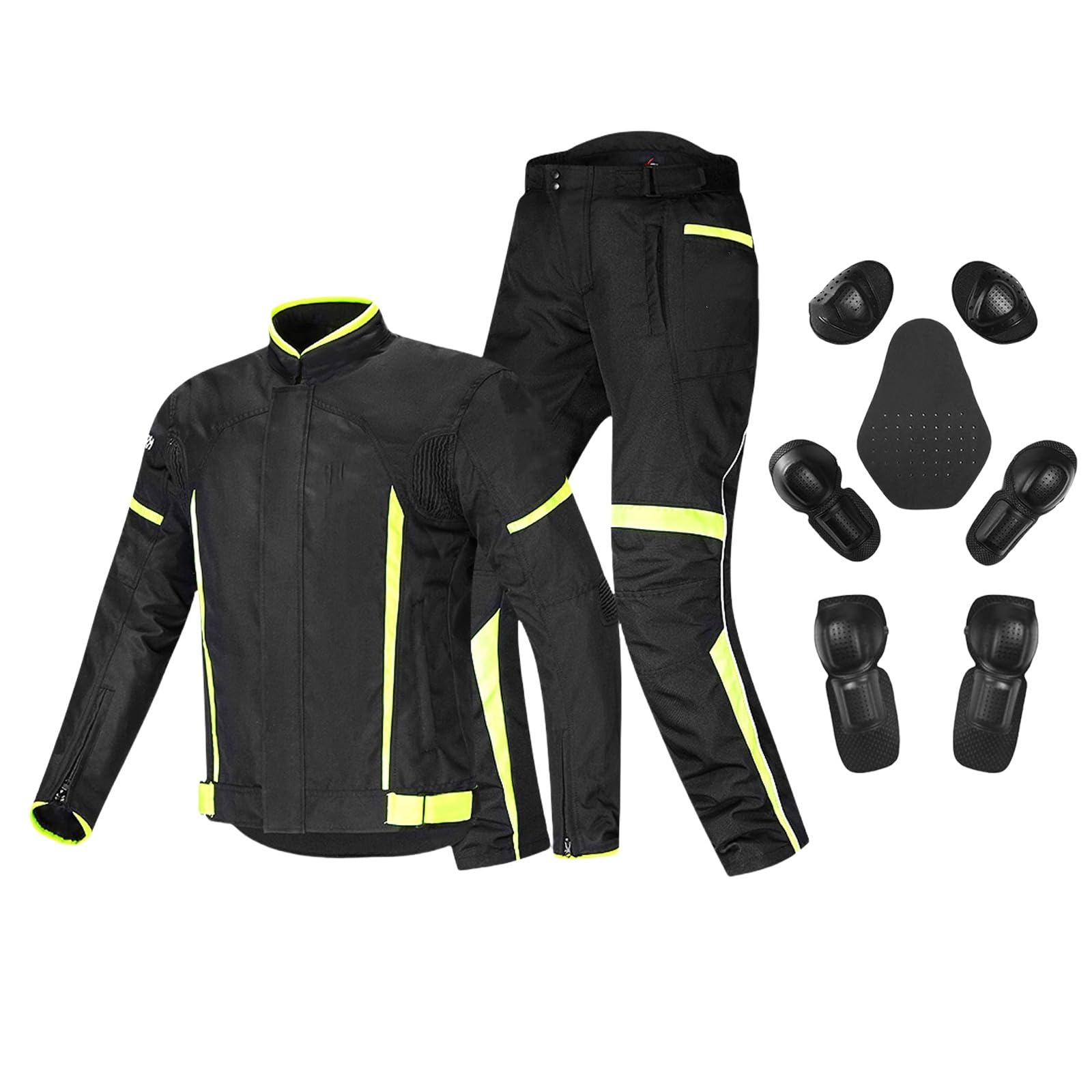 RCLONGEU Motorradjacke-Hose, Rennanzug, Motorrad-Reitanzug, Wasserdichte, Reflektierende Motorrad-Reitbekleidung, mit Abnehmbarem, Winddichtem, Atmungsaktivem Futter (Grün,L) von RCLONGEU