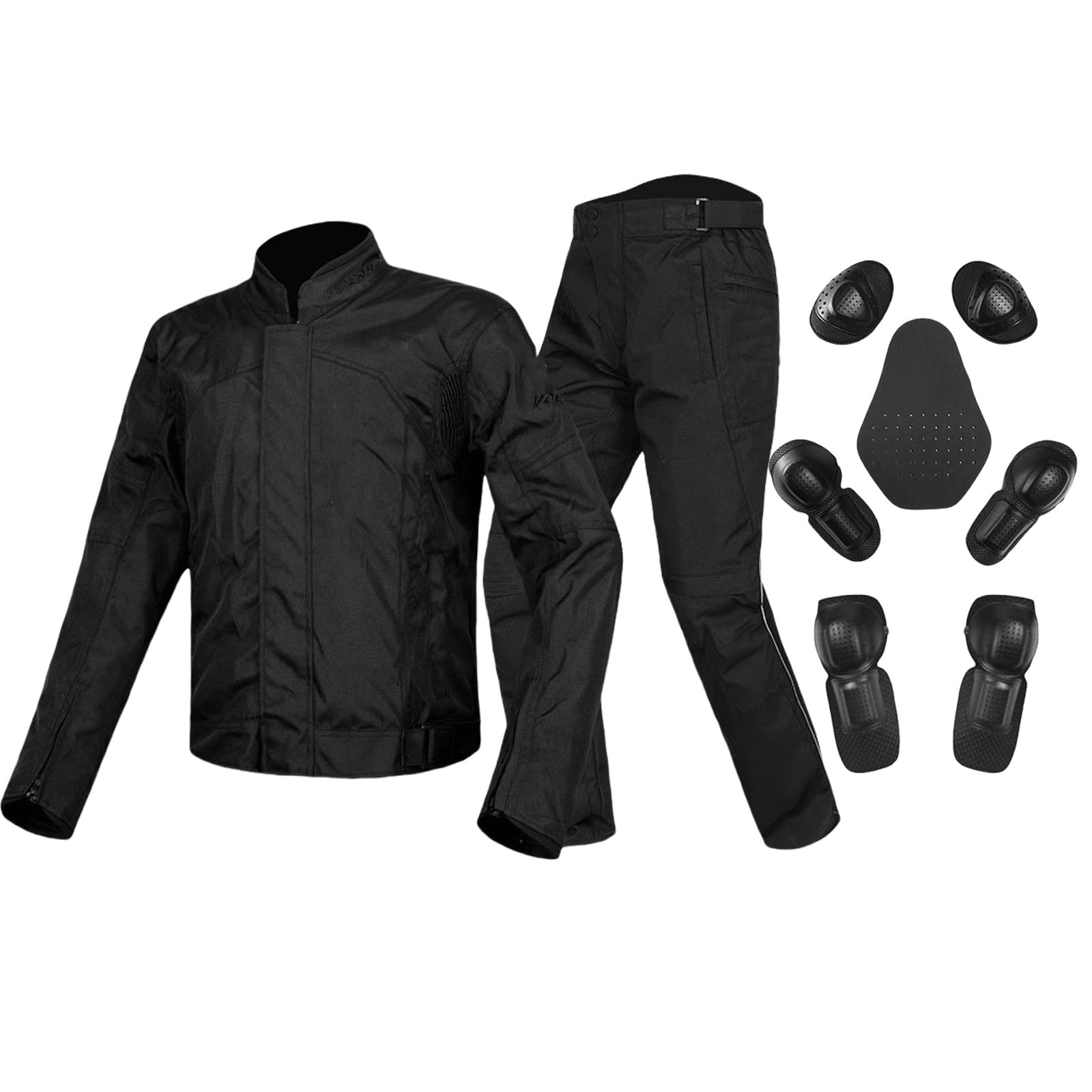 RCLONGEU Motorradjacke-Hose, Rennanzug, Motorrad-Reitanzug, Wasserdichte, Reflektierende Motorrad-Reitbekleidung, mit Abnehmbarem, Winddichtem, Atmungsaktivem Futter (Schwarz,L) von RCLONGEU