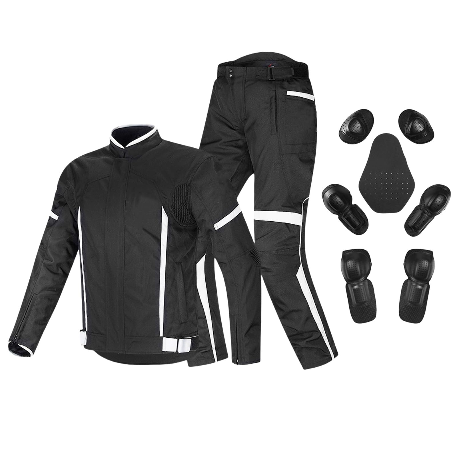 RCLONGEU Motorradjacke-Hose, Rennanzug, Motorrad-Reitanzug, Wasserdichte, Reflektierende Motorrad-Reitbekleidung, mit Abnehmbarem, Winddichtem, Atmungsaktivem Futter (Weiß,L) von RCLONGEU