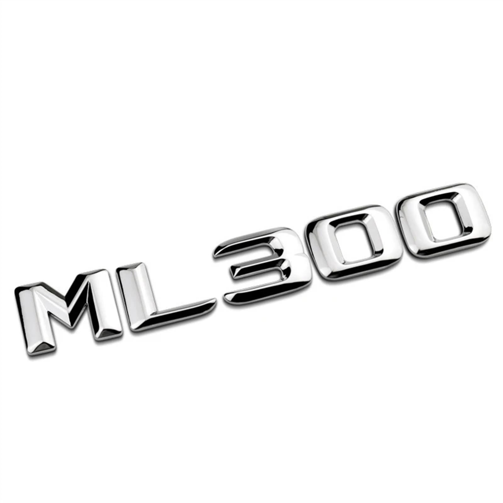 3D ABS Schwarz Auto Hinten Stamm Abzeichen Aufkleber Emblem ML 300 320 350 400 500 Logo Kompatibel for Mercedes ML300 ML350 W166 W163 W164 Zubehör(ML 300 Silver) von RCTGPGJAC