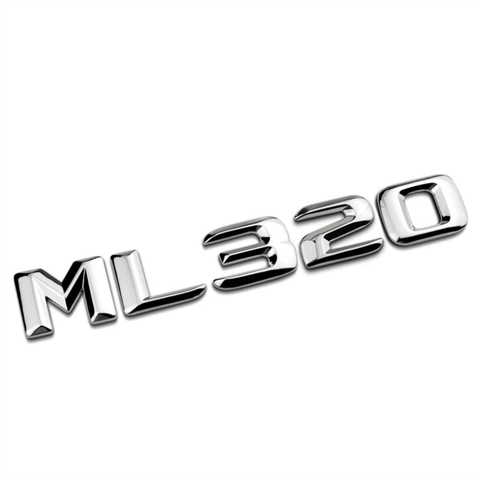 3D ABS Schwarz Auto Hinten Stamm Abzeichen Aufkleber Emblem ML 300 320 350 400 500 Logo Kompatibel for Mercedes ML300 ML350 W166 W163 W164 Zubehör(ML 320 Silver) von RCTGPGJAC