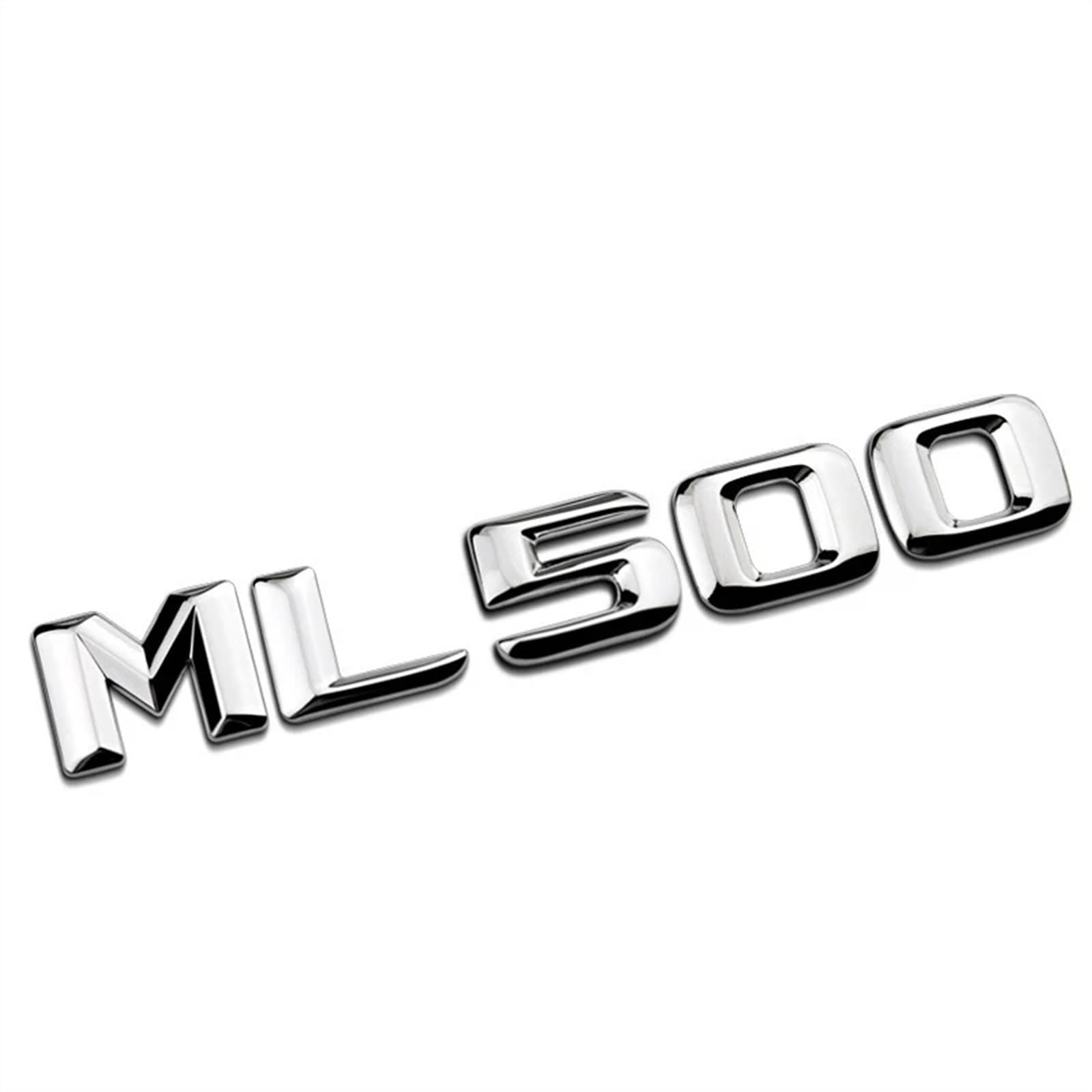 3D ABS Schwarz Auto Hinten Stamm Abzeichen Aufkleber Emblem ML 300 320 350 400 500 Logo Kompatibel for Mercedes ML300 ML350 W166 W163 W164 Zubehör(ML 500 Silver) von RCTGPGJAC