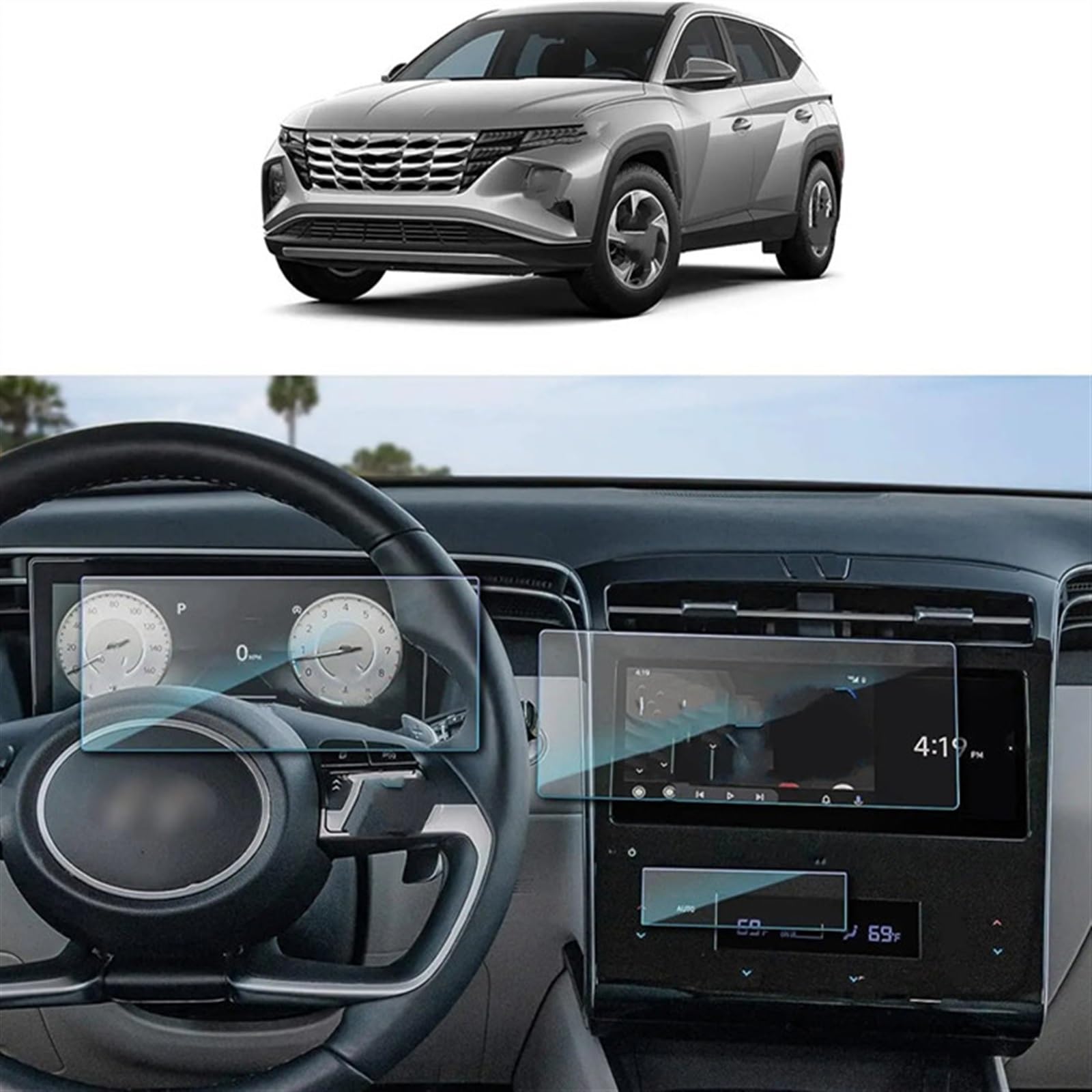 RDEQKIVZ Displayschutzfolie Auto Kompatibel Mit Hyundai Für Tucson Nx4 2021 2022 2023 10,25 Zoll Autoinstrument Transparente Schutzfolie Autonavigation Schutzfolie von RDEQKIVZ