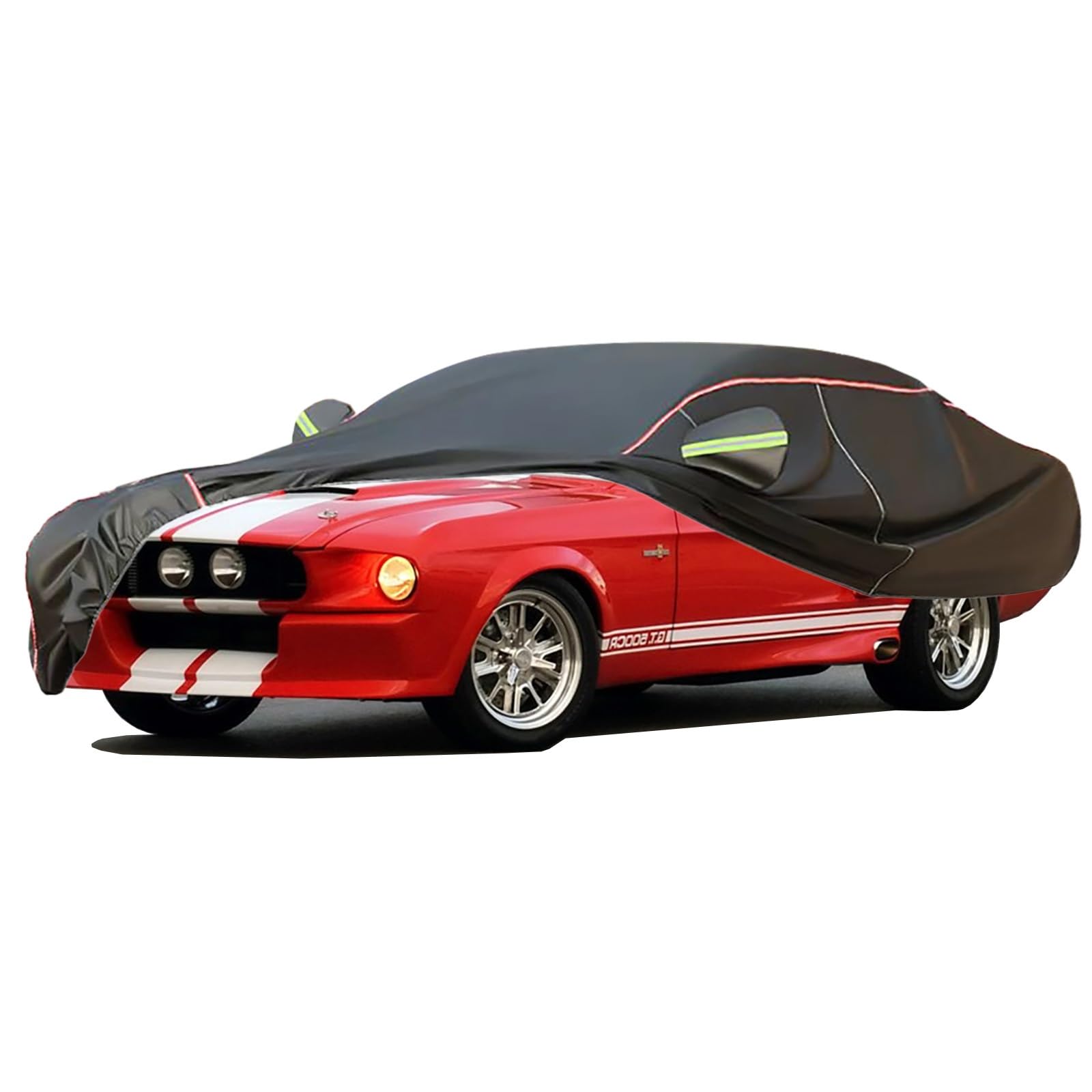 Autoabdeckung Passend For 1979-2004 Ford Mustang, Outdoor-Autoabdeckung, Wind- Und Regenschutz, Winter-Autoabdeckung, Autoabdeckung Mit Seitentür-Reißverschlüssen, Umfassende Pflege For Ihr Auto(Black von RDHMJSJAZ