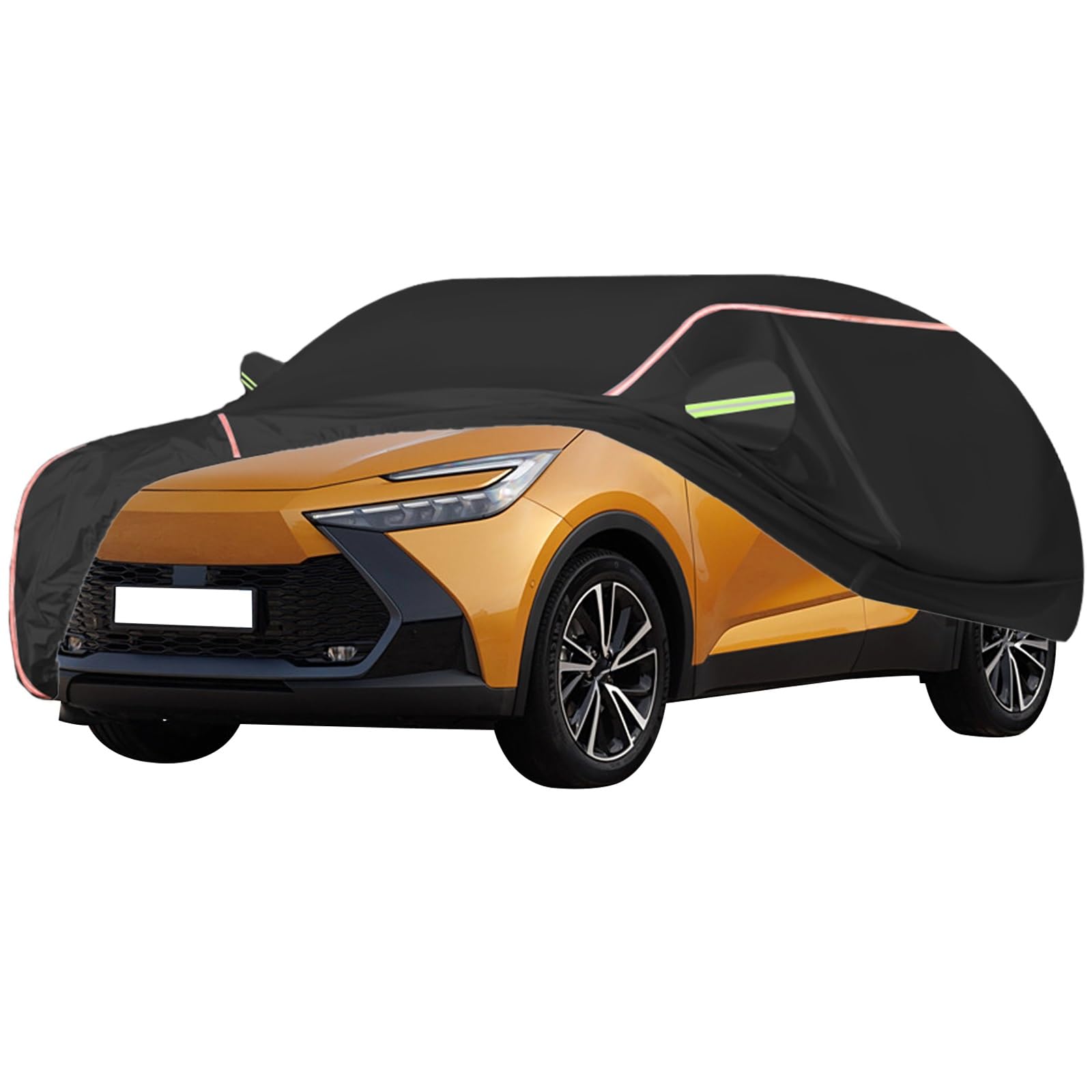 Autoabdeckung Passend For 2014-2025 Toyota C-HR, Outdoor-Autoabdeckung, Wind- Und Regenschutz, Winter-Autoabdeckung, Autoabdeckung Mit Seitentür-Reißverschlüssen, Umfassende Pflege For Ihr Auto(Black) von RDHMJSJAZ