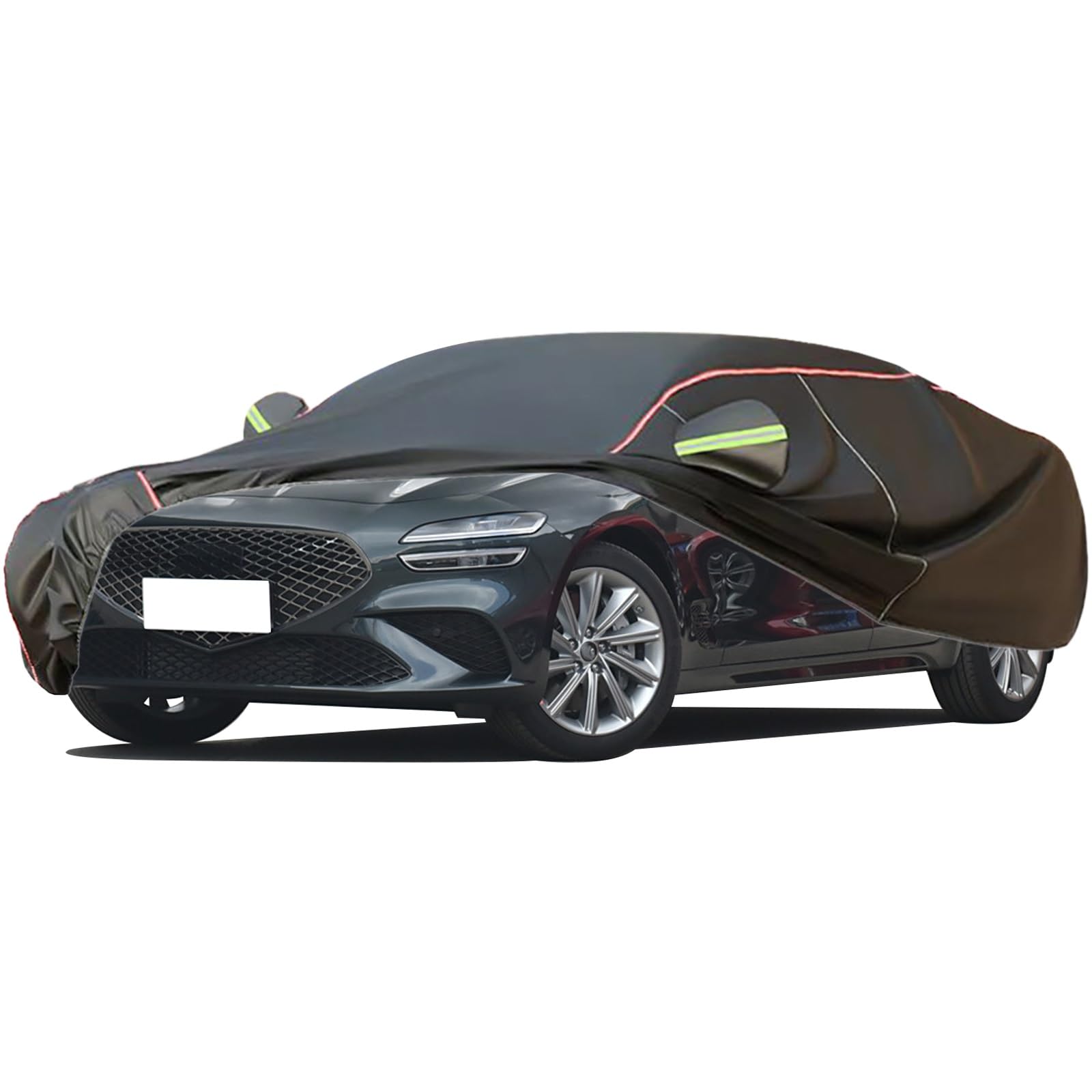 Autoabdeckung Passend For Genesis G70 Limousine, Outdoor-Autoabdeckung, Wind- Und Regenschutz, Winter-Autoabdeckung, Autoabdeckung Mit Seitentür-Reißverschlüssen, Umfassende Pflege For Ihr Auto(Black) von RDHMJSJAZ