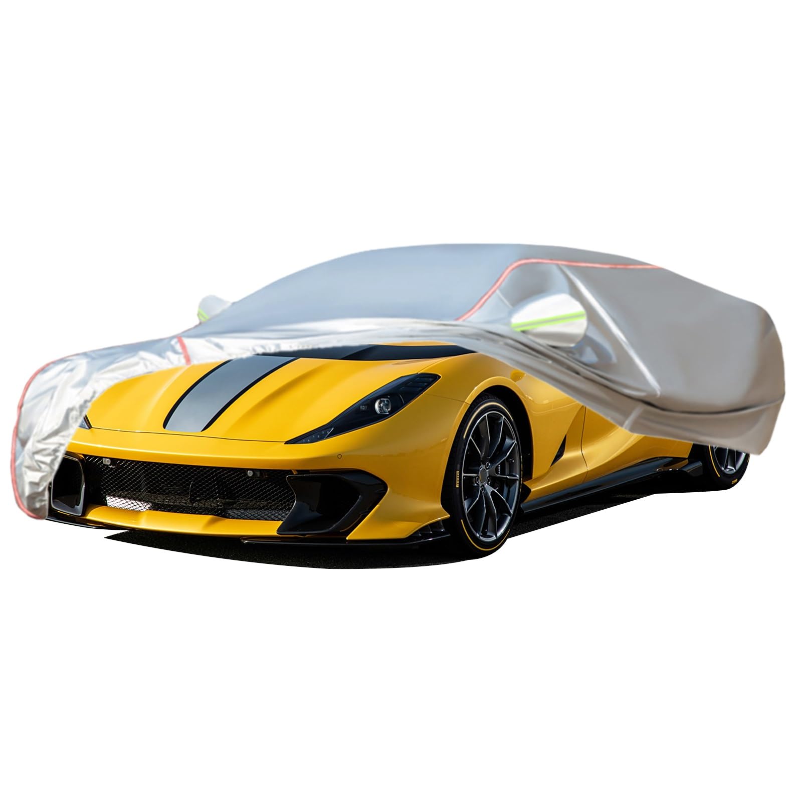 Autoabdeckung Passend for Ferrari 812 GTS, Outdoor-Autoabdeckung, Wind- Und Regenschutz, Winter-Autoabdeckung, Autoabdeckung Mit Seitentür-Reißverschlüssen, Umfassende Pflege for Ihr Auto(White) von RDHMJSJAZ