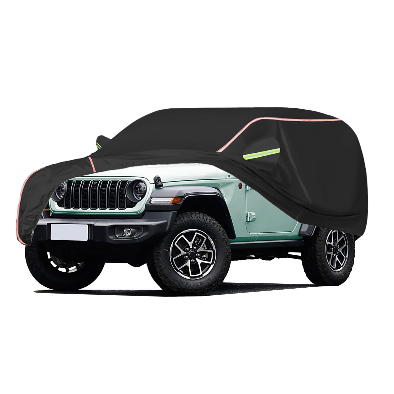 Autoabdeckung Passend for Jeep Wrangler 2 Door, Outdoor-Autoabdeckung, Wind- Und Regenschutz, Winter-Autoabdeckung, Autoabdeckung Mit Seitentür-Reißverschlüssen, Umfassende Pflege for Ihr Auto(Black) von RDHMJSJAZ