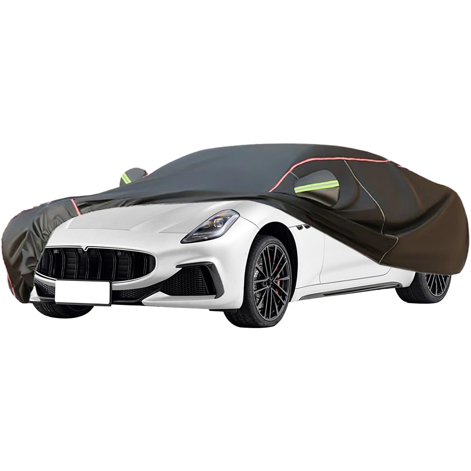 Autoabdeckung Passend for Maserati GranCabrio, Outdoor-Autoabdeckung, Wind- Und Regenschutz, Winter-Autoabdeckung, Autoabdeckung Mit Seitentür-Reißverschlüssen, Umfassende Pflege for Ihr Auto(Black) von RDHMJSJAZ