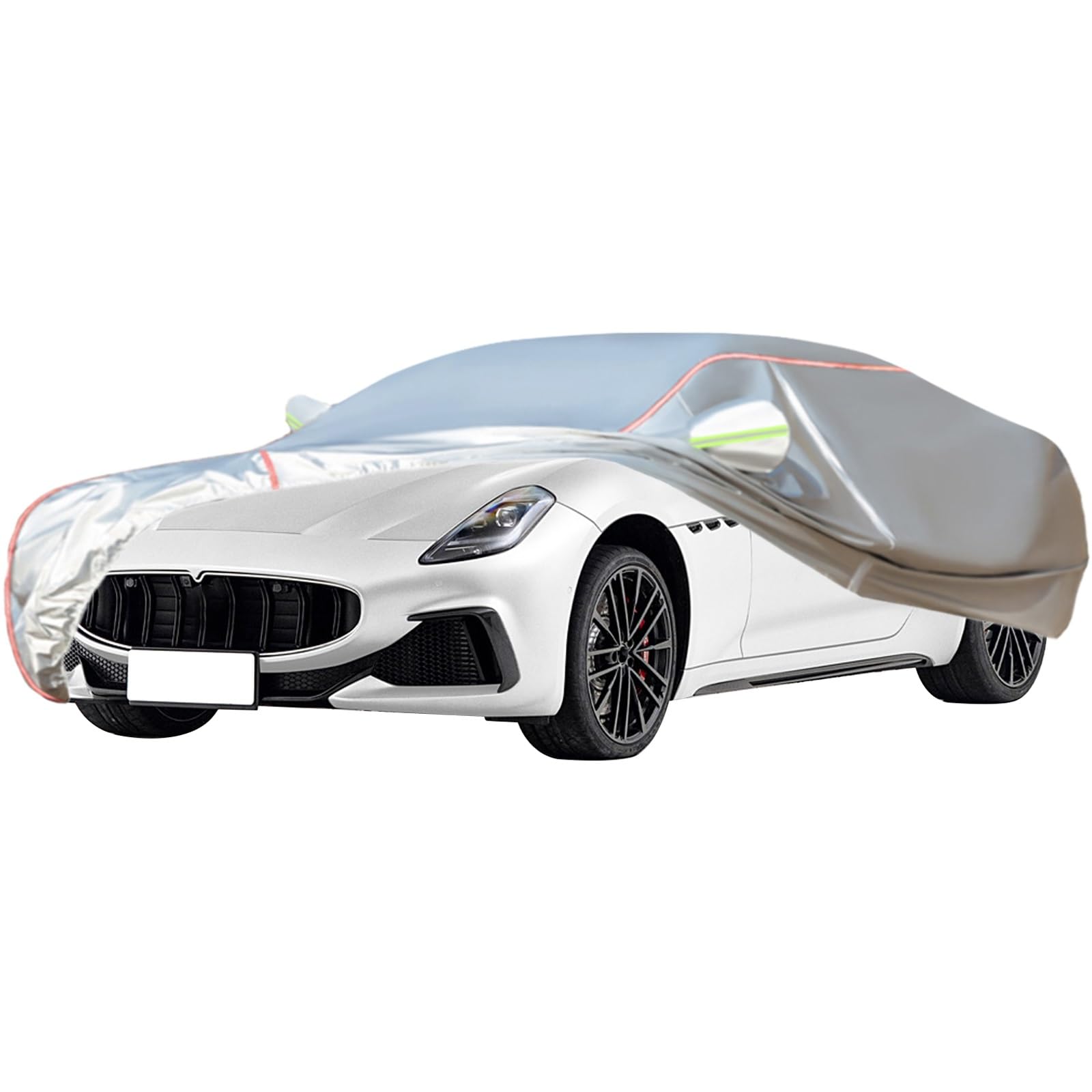 Autoabdeckung Passend for Maserati GranCabrio, Outdoor-Autoabdeckung, Wind- Und Regenschutz, Winter-Autoabdeckung, Autoabdeckung Mit Seitentür-Reißverschlüssen, Umfassende Pflege for Ihr Auto(White) von RDHMJSJAZ