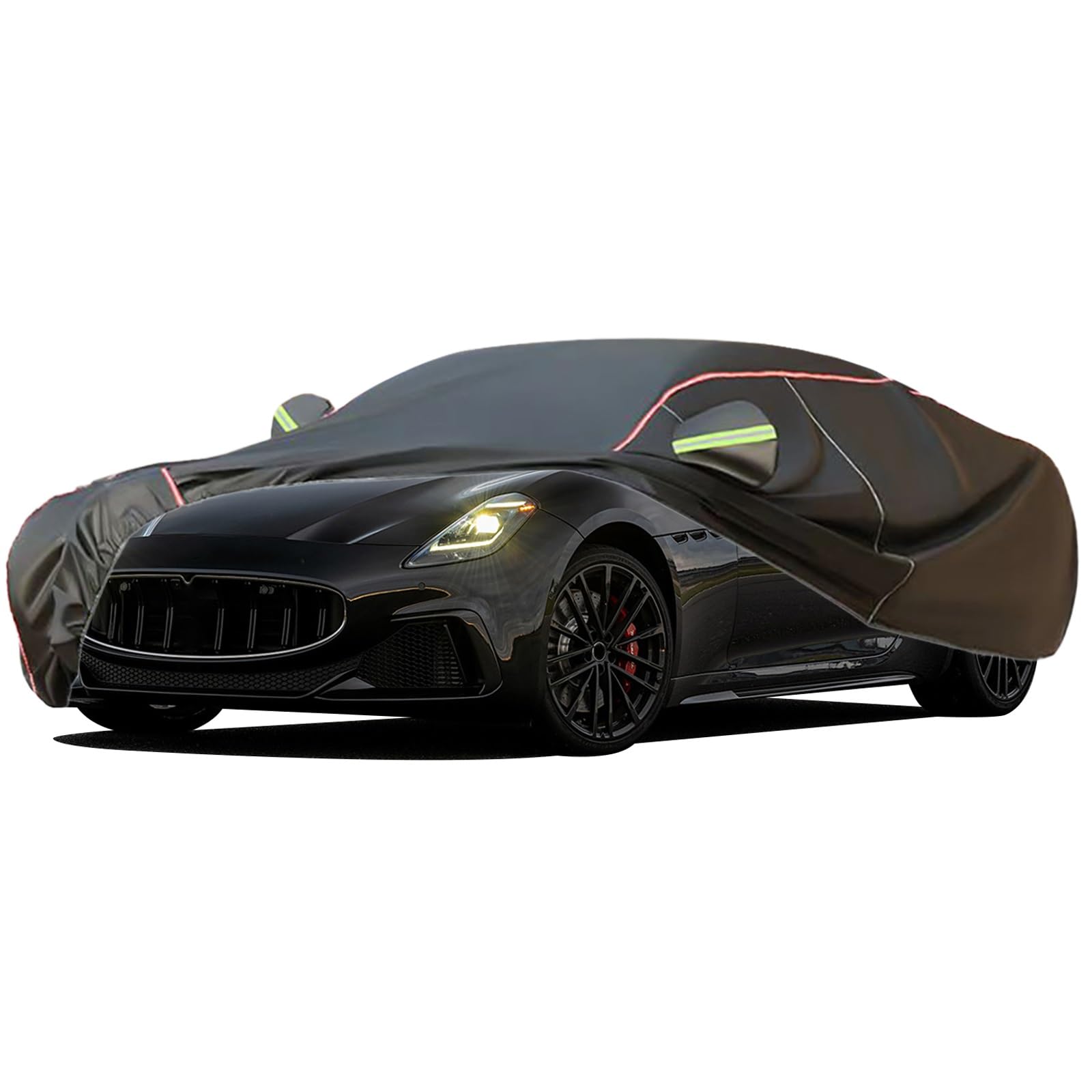 Autoabdeckung Passend for Maserati Granturismo, Outdoor-Autoabdeckung, Wind- Und Regenschutz, Winter-Autoabdeckung, Autoabdeckung Mit Seitentür-Reißverschlüssen, Umfassende Pflege for Ihr Auto(Black) von RDHMJSJAZ