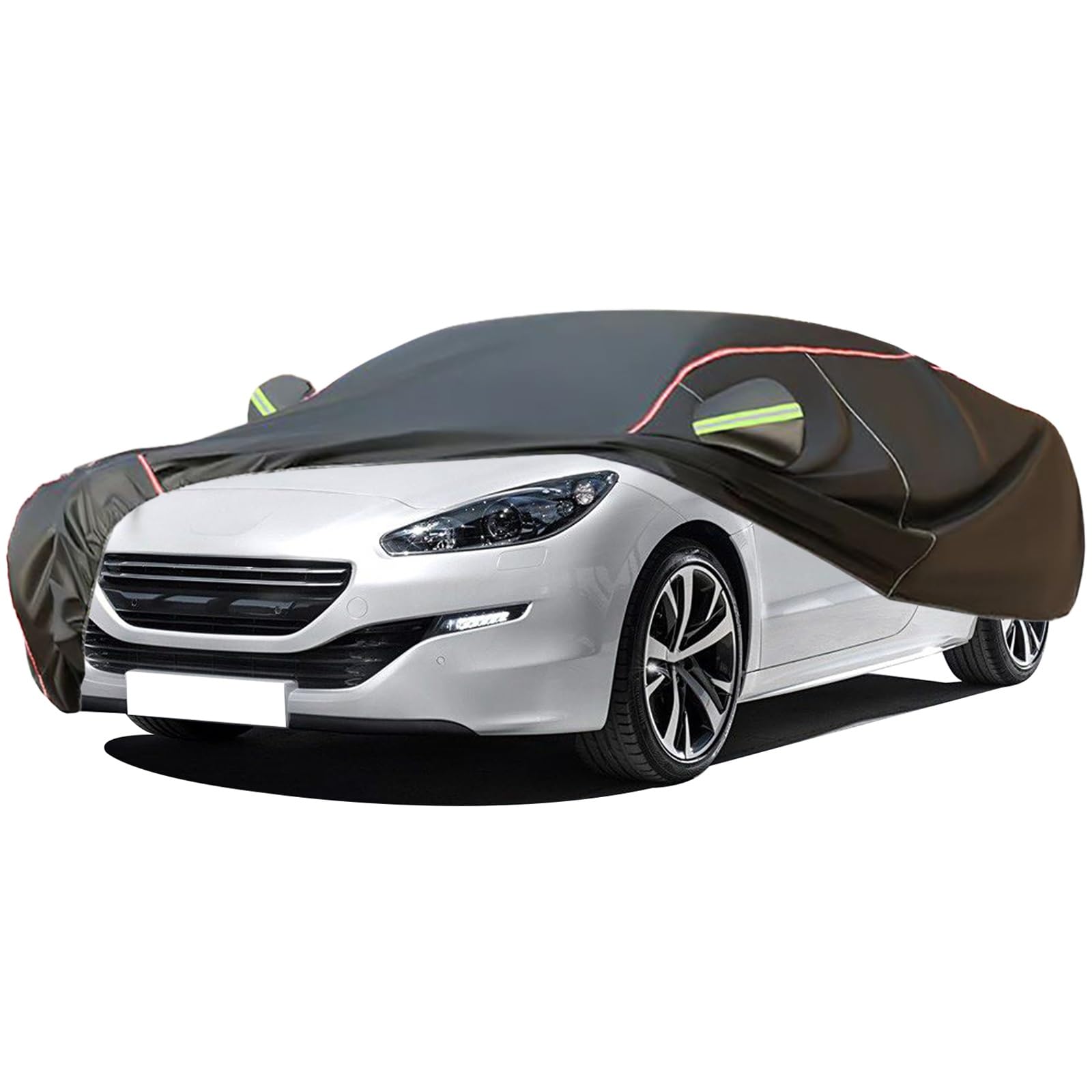 Autoabdeckung Passend for Peugeot RCZ, Outdoor-Autoabdeckung, Wind- Und Regenschutz, Winter-Autoabdeckung, Autoabdeckung Mit Seitentür-Reißverschlüssen, Umfassende Pflege for Ihr Auto(Black) von RDHMJSJAZ