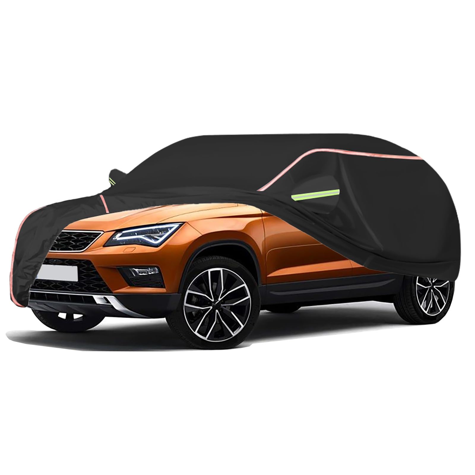 Autoabdeckung Passend for SEAT Ateca, Outdoor-Autoabdeckung, Wind- Und Regenschutz, Winter-Autoabdeckung, Autoabdeckung Mit Seitentür-Reißverschlüssen, Umfassende Pflege for Ihr Auto(Black) von RDHMJSJAZ