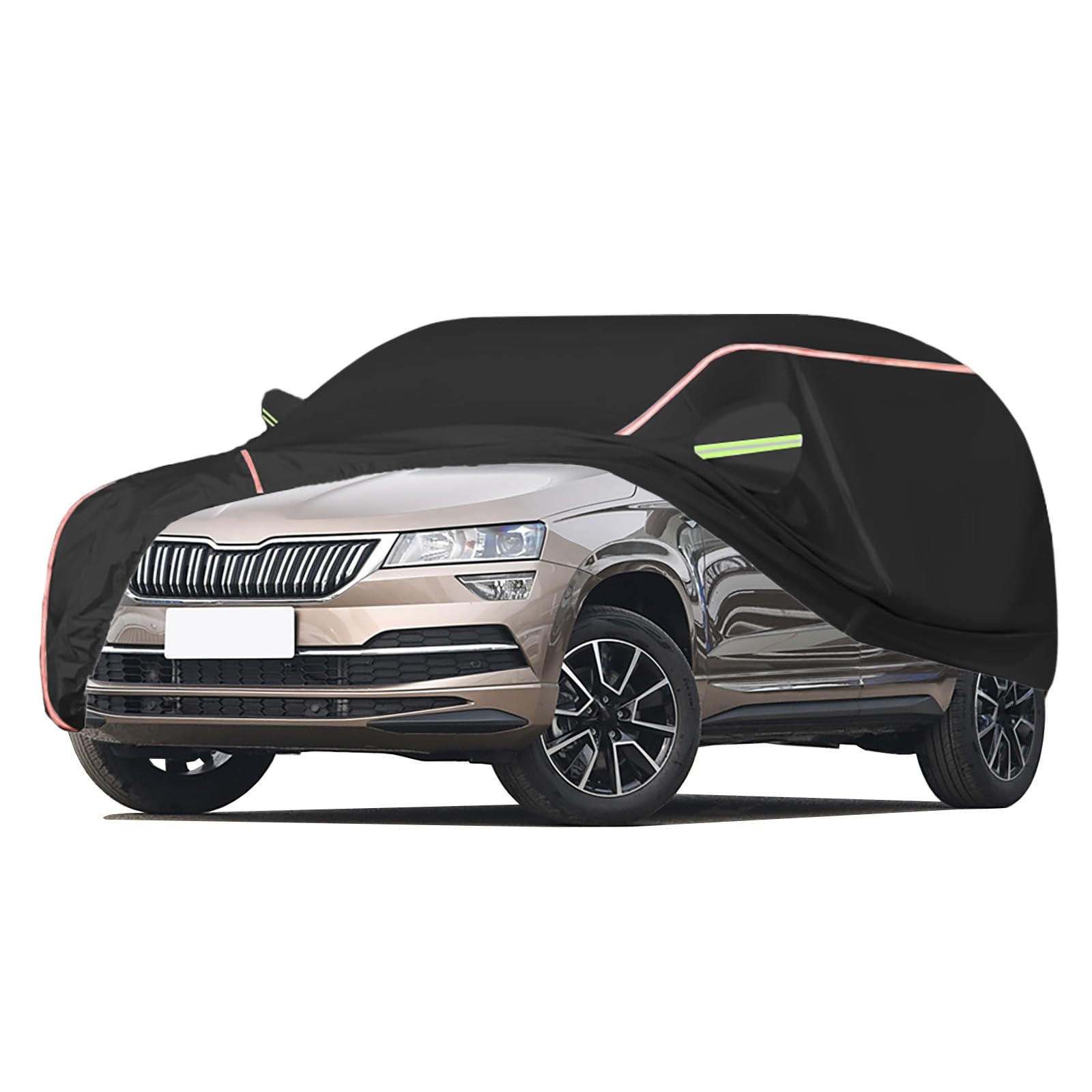 Autoabdeckung Passend for Skoda Karoq, Outdoor-Autoabdeckung, Wind- Und Regenschutz, Winter-Autoabdeckung, Autoabdeckung Mit Seitentür-Reißverschlüssen, Umfassende Pflege for Ihr Auto(Black) von RDHMJSJAZ